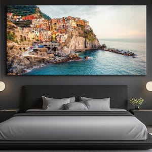 Italy Canvas Wall Art Manarola Cinque Terre Print Coast Italy Canvas Print Manarola village Canvas Art Italy Landscape decor gift