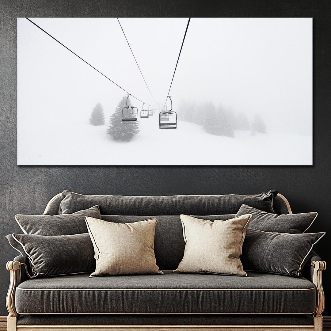 Winter Ski Lift Canvas Print: Scenic Mountain Wall Art - Etsy