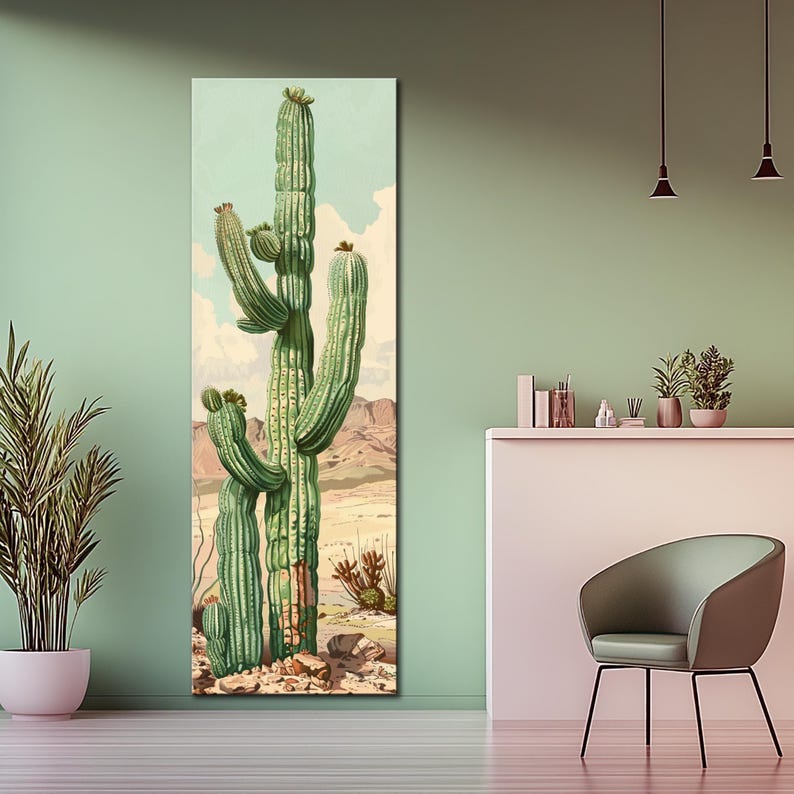 Saguaro Cactus Canvas Print: Southwestern Desert Botanical Art - Etsy