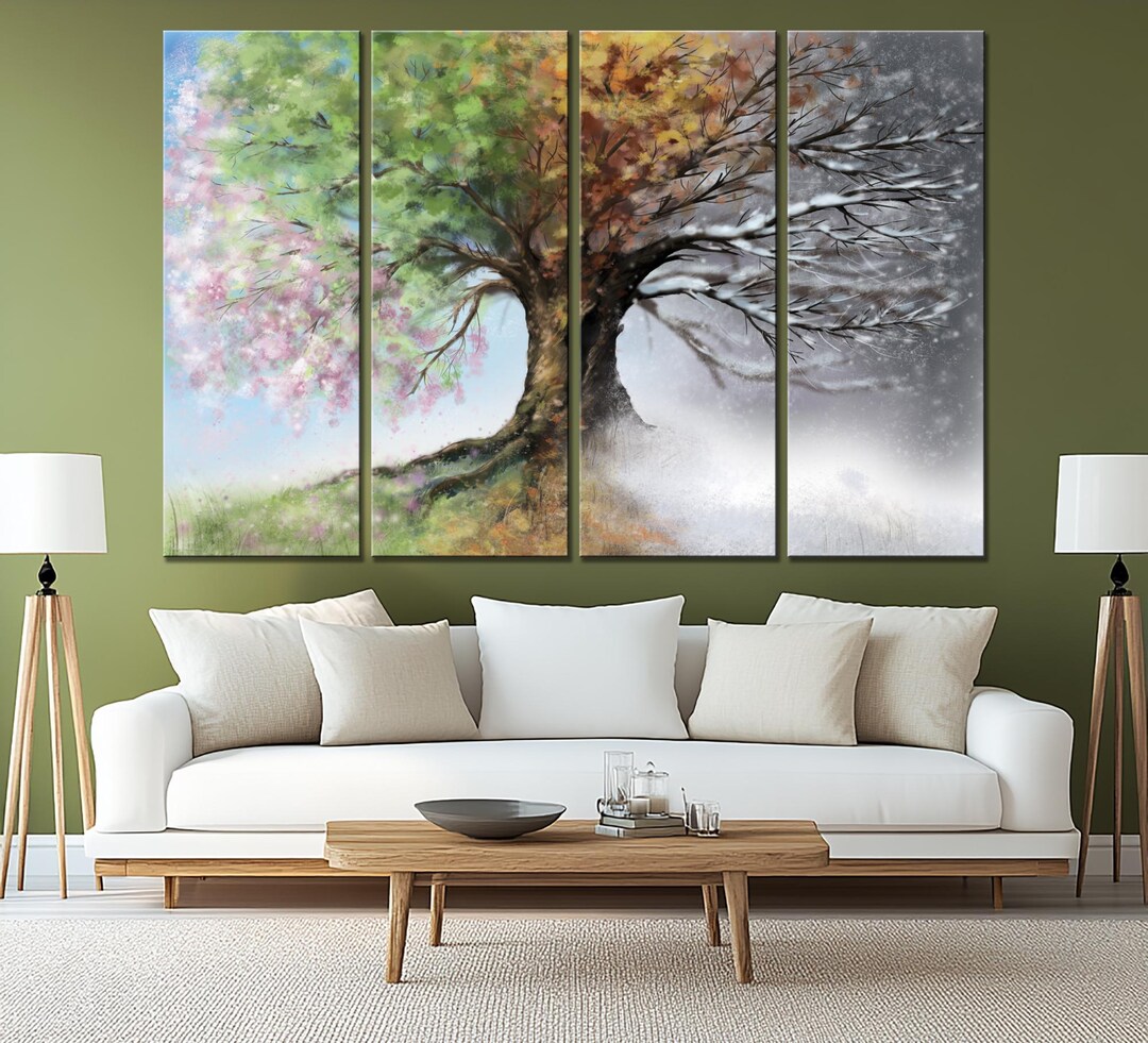 Four Seasons Tree Wall Art Nature Inspired Seasonal Artwork Colorful ...