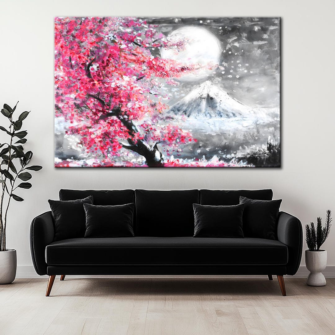 Cherry Blossom Canvas Print: Mount Fuji Japanese Landscape Wall Art - Etsy