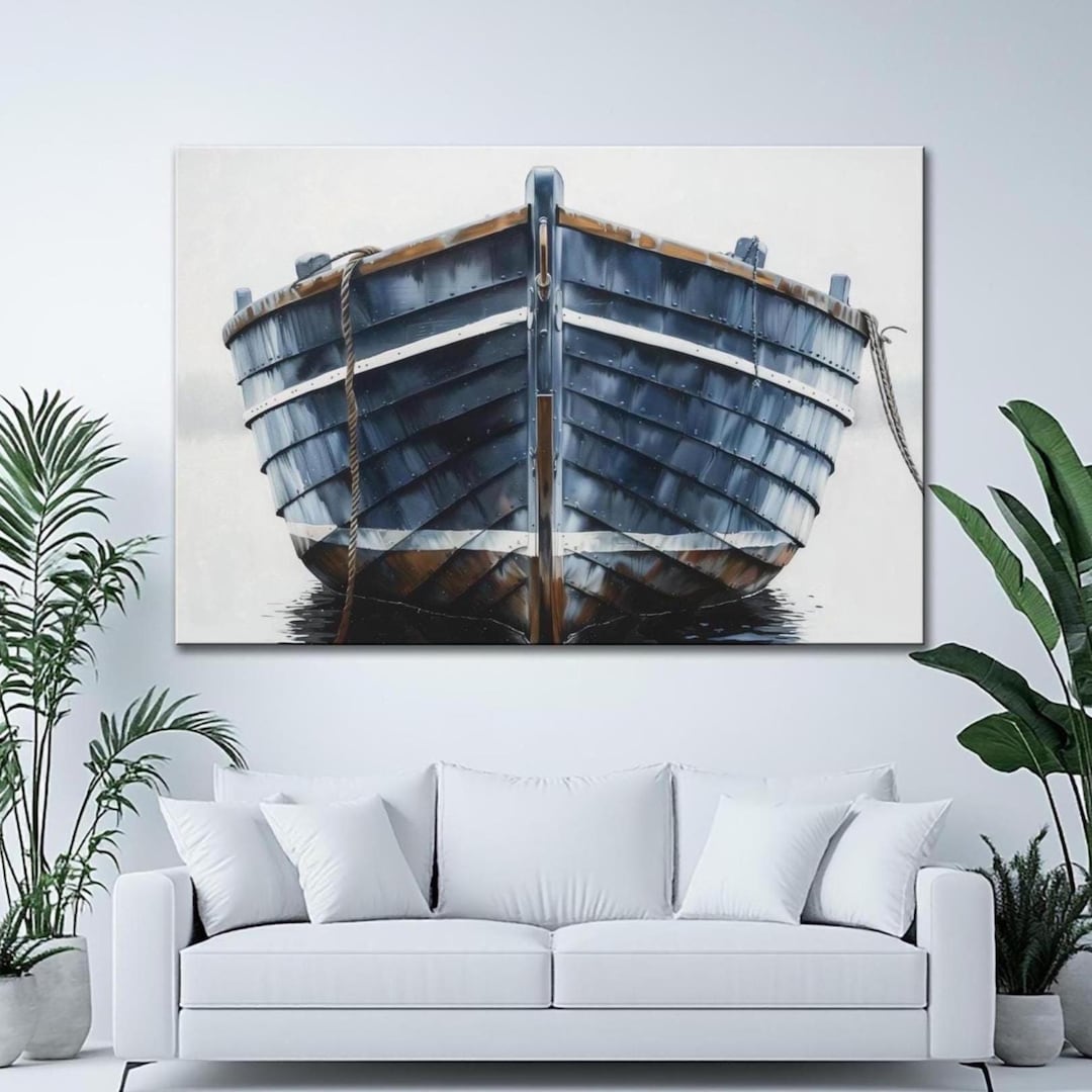 Vintage Wooden Boat Canvas Print: Rustic Nautical Wall Art - Etsy