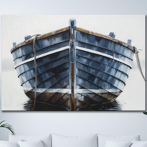 Vintage Wooden Boat Canvas Print Nautical Wall Art Rustic Marine Decor Coastal Living Artwork Ocean Inspired art