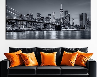 Custom order 98"x49" (249x125cm) Rolled Canvas Print Brooklyn Black and White