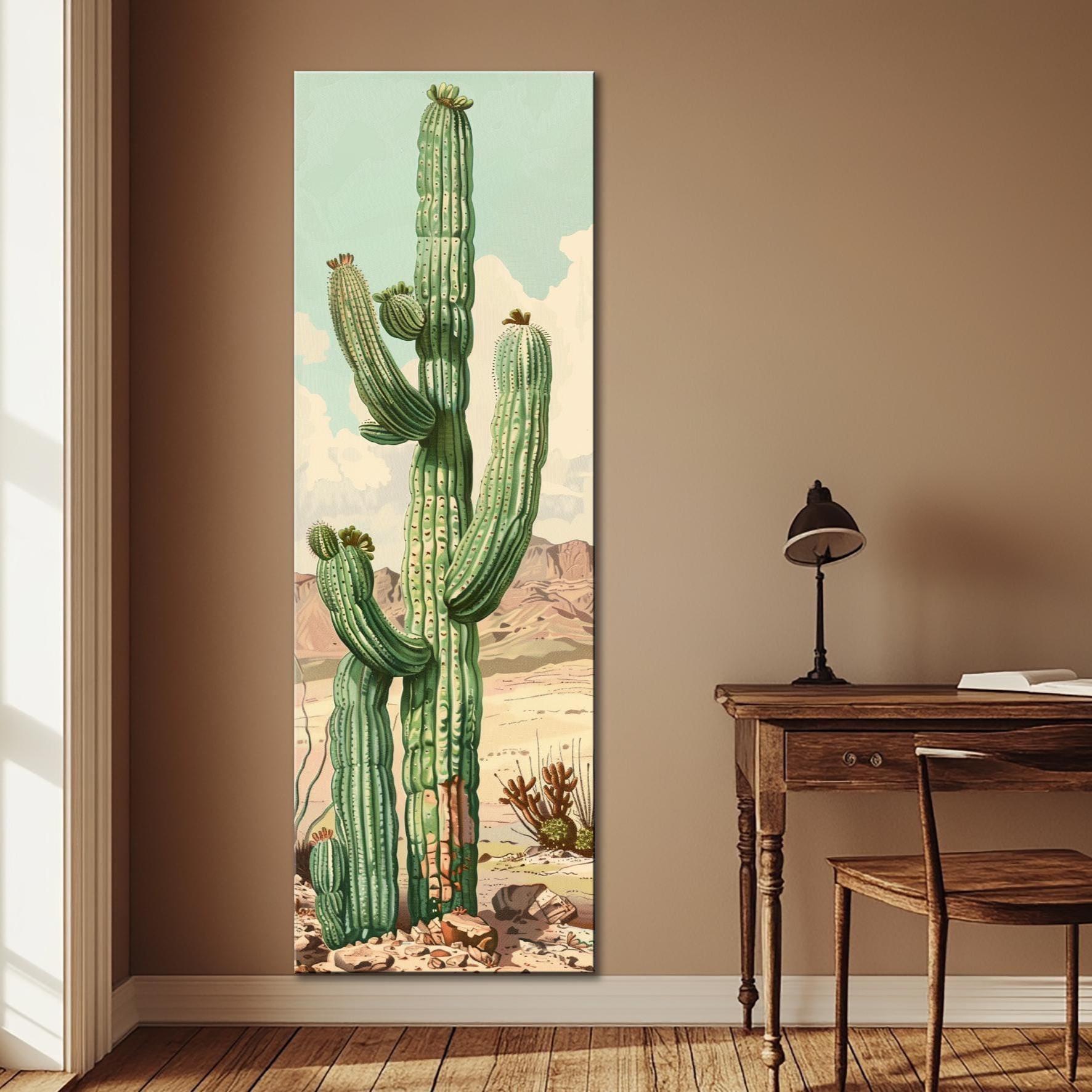 Saguaro Cactus Canvas Print: Southwestern Desert Botanical Art - Etsy