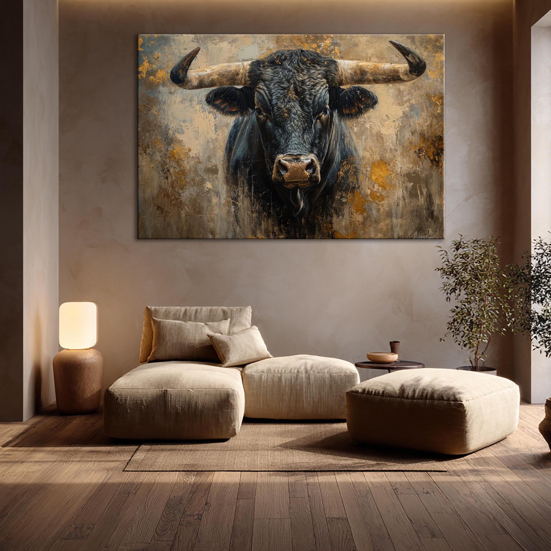 Rustic Bull Bull Canvas Print: Rustic Farmhouse Decor, Texas Art - Etsy