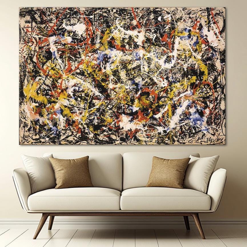 Jackson Pollock canvas Convergence wall art Abstract Expressionist Drip Print Vibrant Colorful Splatter Art Canvas Colorful abstract canvas