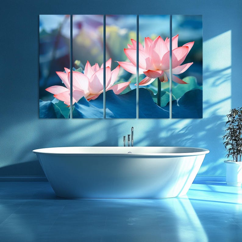 Pink Lotus Flower Canvas Wall Art: Botanical Zen Decor - Etsy