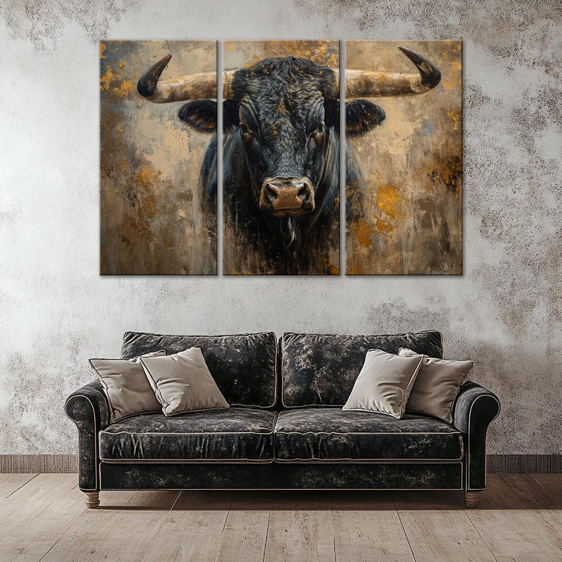 Rustic Bull Bull Canvas Print: Rustic Farmhouse Decor, Texas Art - Etsy
