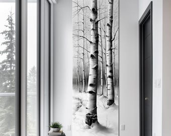 Birch Tree Canvas Print, Long Narrow Nature Wall Art
