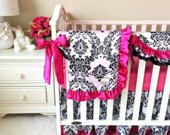 Crib Bedding Bumperless Light Pink Crib Skirt With 3 Large