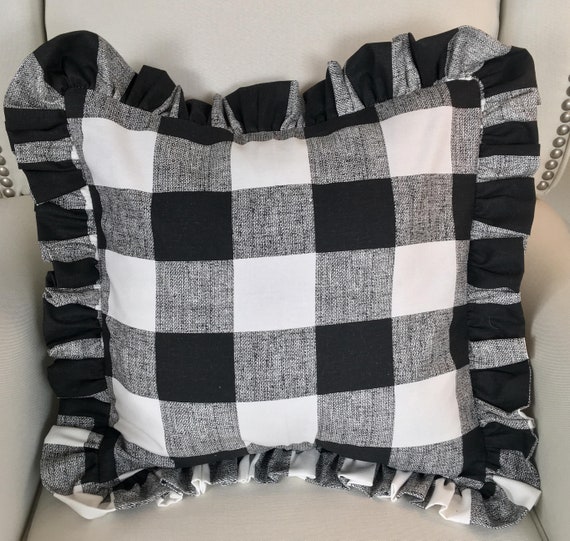 Plaid Black And White Throw Pillow Buffalo Plaid Decorative Etsy