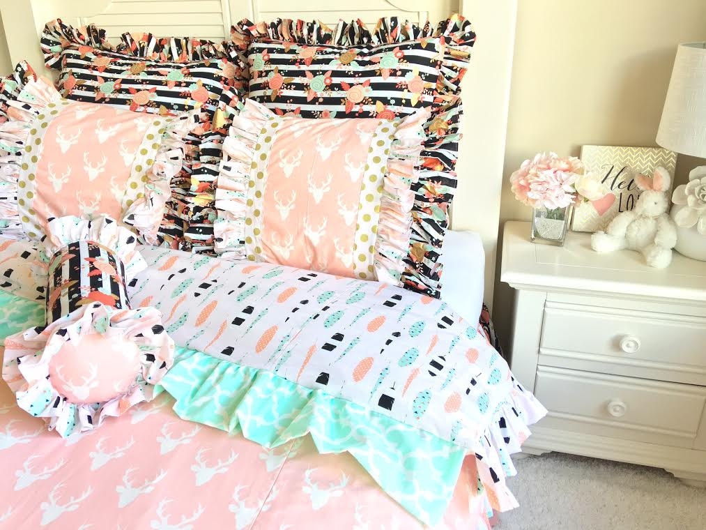 Stag Twin Full Queen Bedding Pink Deer Head Big Girl