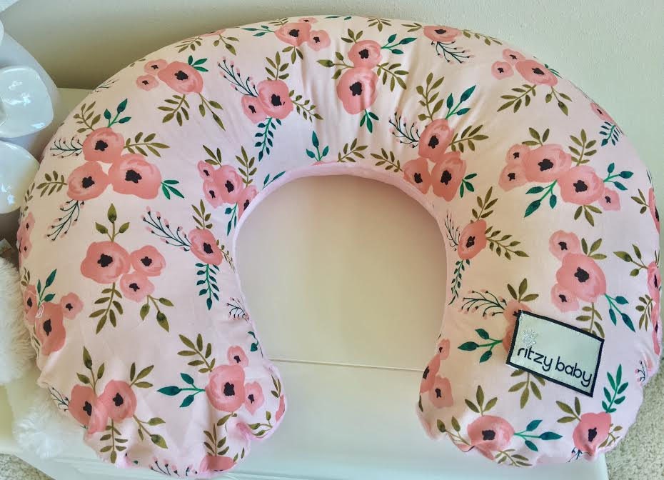 Pink Floral Boppy Pillow Cover Floral Boppy Cover Nursing Etsy