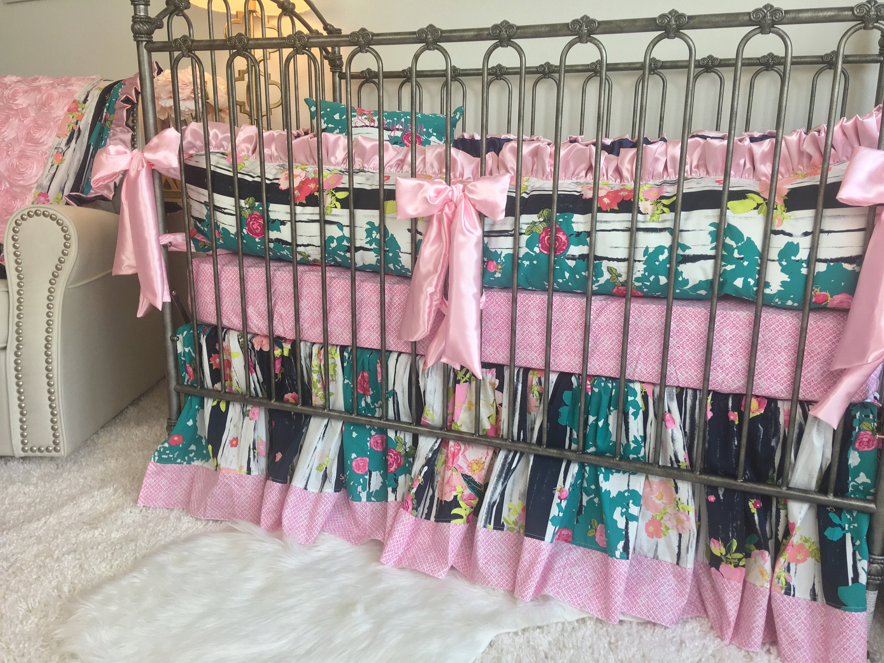 Girl Crib Bedding Fancy Girl Baby Bedding Baby Crib Bedding Etsy