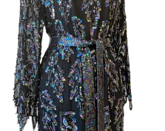 Vintage Cocktail Dress Medium Silk Formal Art Deco Fairy Party Gown Cruise Hoco