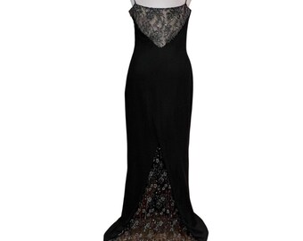 Vintage Jovani Gown Medium Formal Dress Long Y2K Homecoming Maxi Cruise Special Occasion Prom Dress 90s Beaded Train Bustle