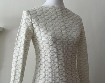 Vintage Gown Small Off White Formal Dress XS Maxi Long Boho 60s Wedding Homecoming Crochet 60s Wedding Cottage Dress 60s 70s Prom