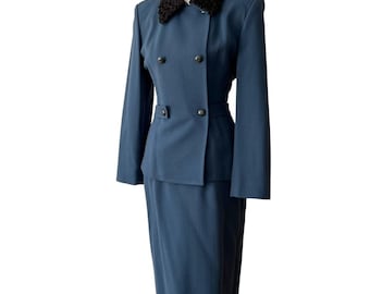 Vintage Skirt Suit Set 8 Blazer 80s does 40s Small Retro Medium Tailored Wool Suit Old Hollywood Business Suit Professional