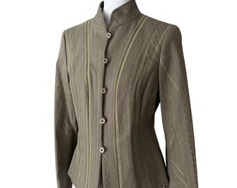 Vintage Womens Jacket Fall Medium Blazer Embroidered Boho Luxury WORTH NY Tailored Jacket Metallic Structured Jacket Bohemian rare