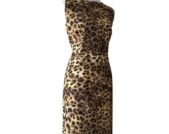 Vintage Womens Fall Dress XL Leopard Retro 90s 3D Large 60s Dress Classic Animal