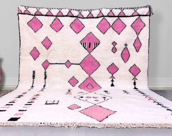 Moroccan rug pink - Beni ourain rug - Wool berber rug - Custom rug - Handmade rug - Pink rug - Free shipping - Moroccan pink rug - Pink