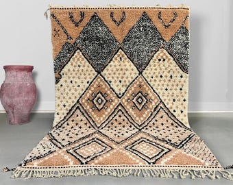 70% OFF Moroccan rug - Handmade Berber rug - Custom area rug - Beni ourain rug - Living room rug - tufted rug - Brown rug wool
