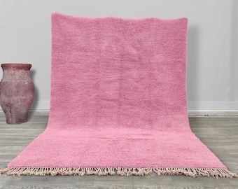 Moroccan rug Pink - Solid rug - Morocco rug - Berber rug - Moroccan plain rug - Handmade rug - Beni ourain rug solid - living room floor rug