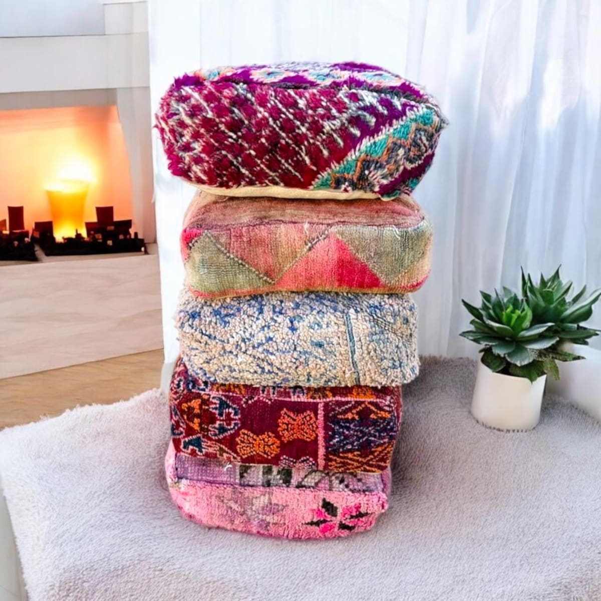 Moroccan Kilim Pouf Floor Pouf Vintage Moroccan Ottoman Square Pouf, Yoga Meditation Cushion, Outdoor Colorful Kilim Pillows, Berber Poufs - Etsy