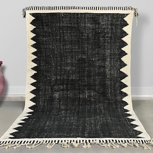 KILIM MOROCCAN Rug, Flat Area Rug, Handmade Rug, Black and White Rug, Black Rug, Flat weave Kilim, Moroccan Rug, Black Rug, flatweave kilim