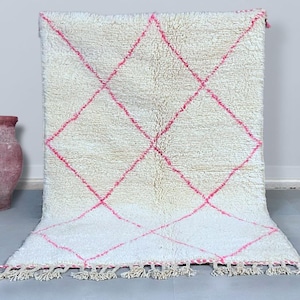 Beni Ourain Rug Pink - Moroccan Wool Rug - Berber Area Rug - Custom Rugs For Bedroom - Handmade Rugs For Living Room - Home Decor Christmas