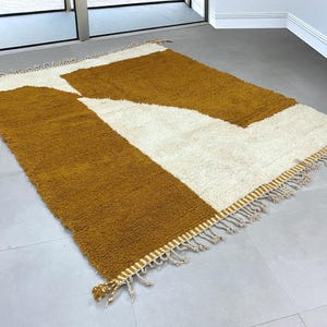 Yellow Moroccan rug , Beni Ourain rug , Handmade rug , Custom Yellow rug , Sheep Wool rug , Abstract Yellow rug , Plain rug , Custom rug