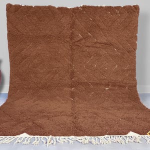 Amazing Handmade Moroccan Berber Rug -brown solid rug, Custom Beni Ourain Area Rug, Living Room, Wool Tufted Rug, Brown Boho Home Decor