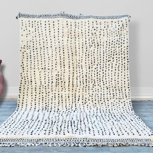 Morrocan Rug, Rug for living room, Area Rug 8x10, Handmade Moroccan Wool Rug, white & black Berber Carpet, Wool Beni Ourain Rug, berber Rug