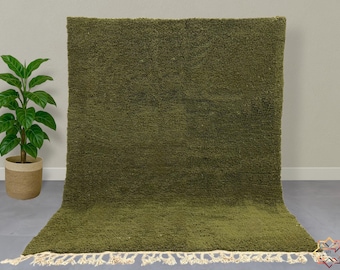 Handmade Olive Green Moroccan Rug – Berber Wool Carpet, Custom Size Area Rug, Minimalist Tapis, Living Room Decor, Olive Shag Rug ,green rug