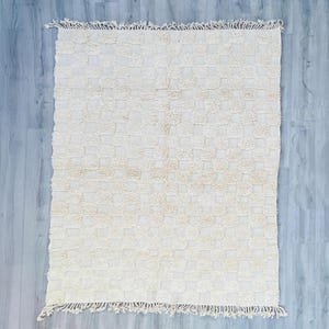 Moroccan rug checkered - Beni ourain rug - Beige checkered rug - Handmade rug - Moroccan rug - Berber rug - Wool area rug - Morocco rug