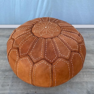 Set of 2 Moroccan Leather Poufs, Moroccan pouf, Berber pouf, ottoman pouf, Moroccan ottoman leather pouf ,Premium Leather Pouf (UNFILLED)