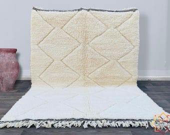 Moroccan rug ivory - Solid creamy rug - Plain cream rug - Wool berber rug - Beni ourain rug - Custom rug - Handmade rug - Moroccan area rug