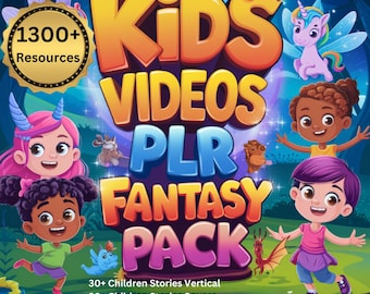 Kids Videos PLR Fantasy Pack: 1300+ Animation Stories & Coloring Pages (Digital Download)