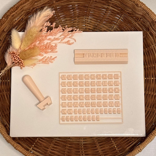 Alphabet tampons en pâte polymère | Embossage, 52 lettres et 20 chiffres