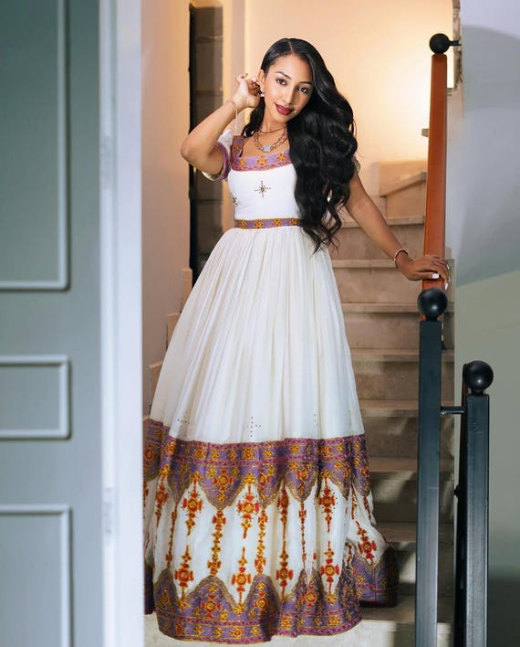 slim fit dress slacks Buy Nigist Habesha Dress main image 1