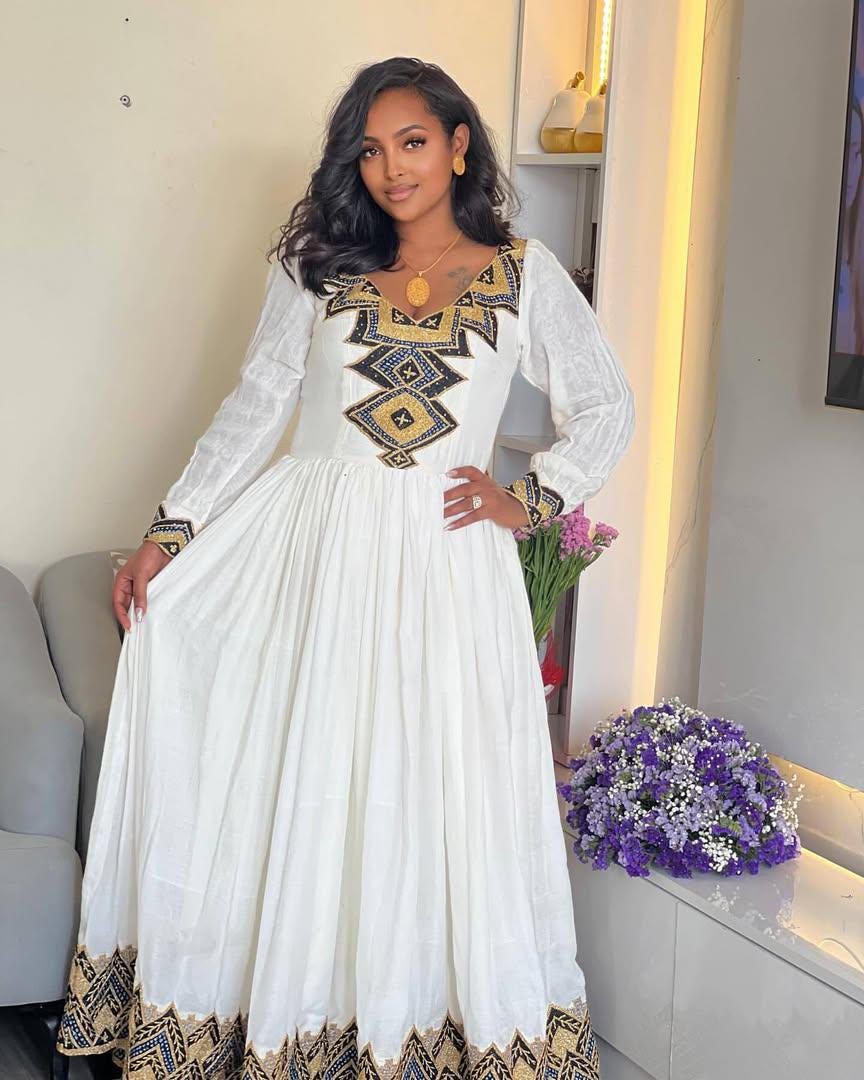 black and gold ethiopian dress Emuti Axum Dress XL