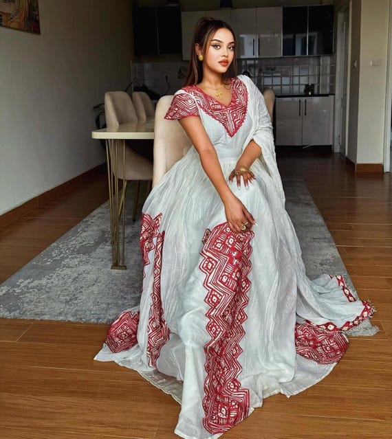 ethiopian casual dress Ethiopian Dress for Women, Habesha Dress, Ethiopia Saba Kemis, Eritrea  Zuria Handmade Clothing, New Habesha Cultural Traditional Design Gift