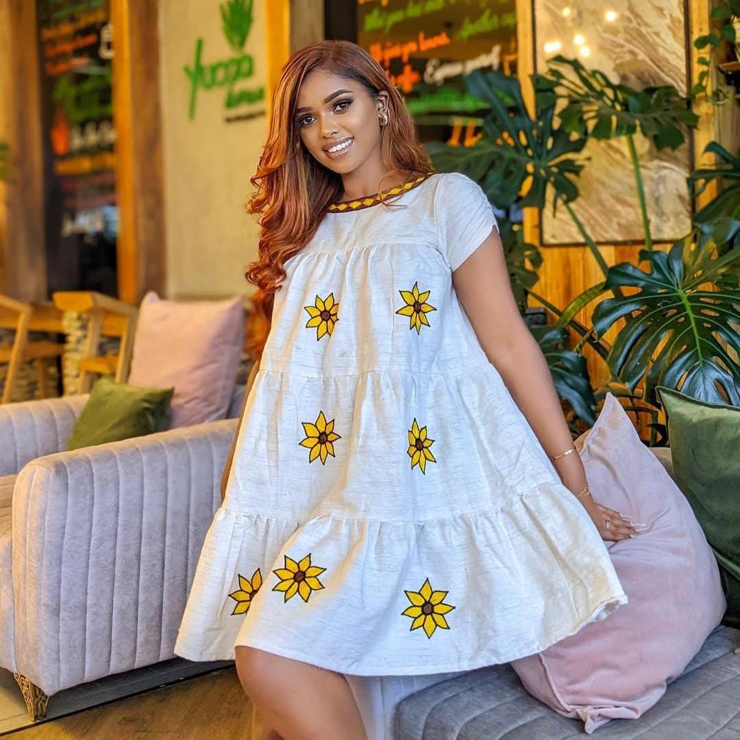 ethiopian dress short Lightweight Short Habesha Dress for Women: Modern Fetil Fabric Summer  Ethiopian Kemis, Simple Traditional Dress, Free-size Cultural Outfit
