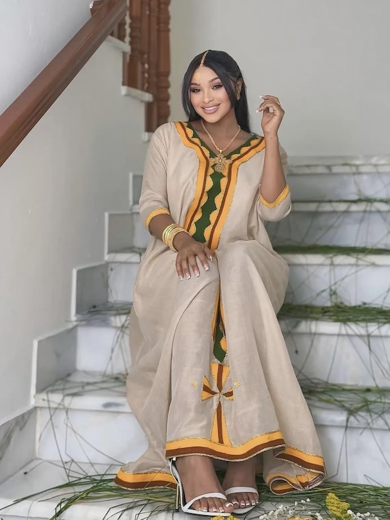 green emerald velvet dress Haleta Ethiopian Traditional Dress Custom Made main image 0