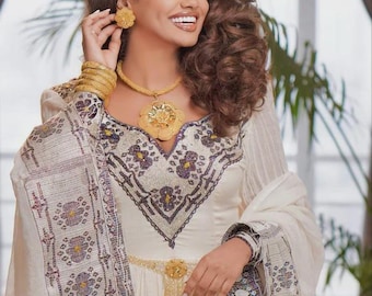 Ethiopian Dress For Women, Habesha Dress, Ethiopia Saba Kemis, Eritrea Zuria Handmade Clothing, New Habesha Cultural Traditional Design Gift