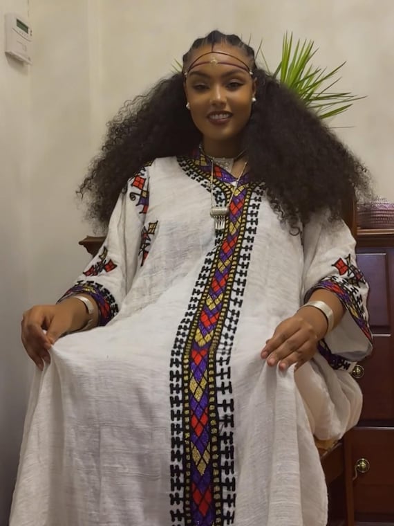 habesha fashion dresses Ethiopian Black Cross Design HandMade Habesha Dress ,Modern Habesha Libs S