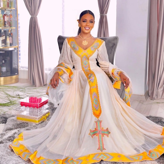 fashion new style ethiopian traditional dress Ethiopian Dress for Women, Habesha Dress, Ethiopia Saba Kemis, Eritrea Zuria Handmade Clothing, New Habesha Cultural Traditional Design Gift