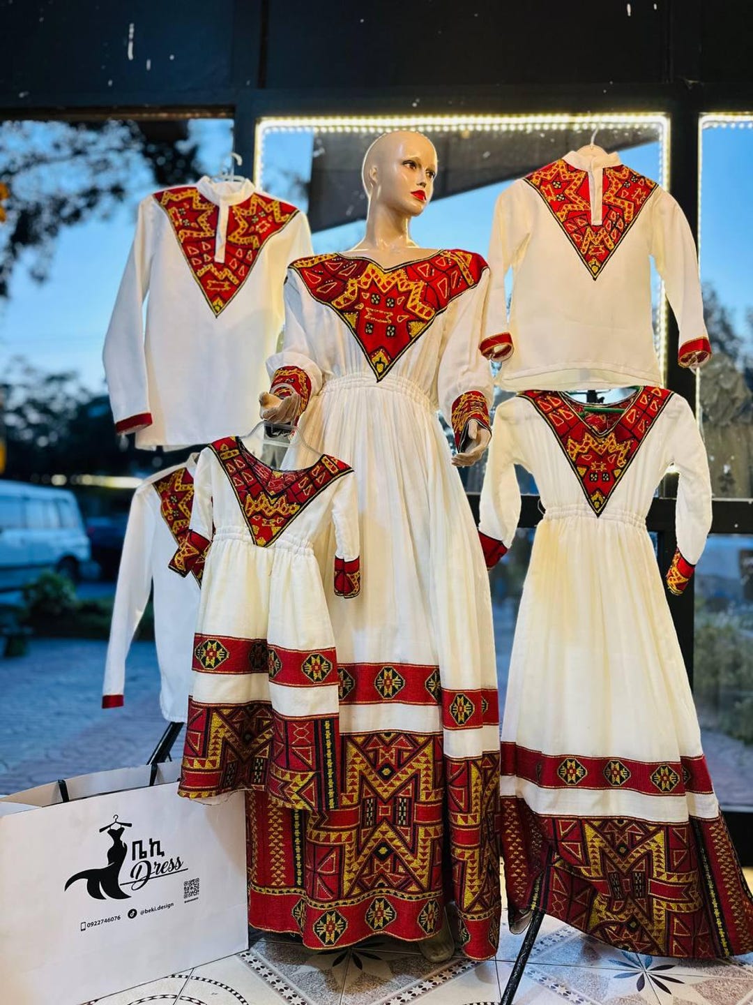 Custom Made Zuria Habesha Kemis, New Red Menen Eritrean & Ethiopian ...