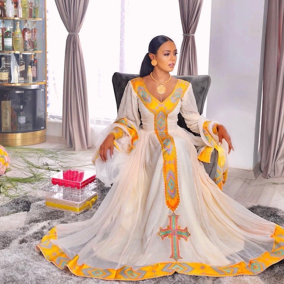 ethiopian women's dress Elegant Habesha for Women this traditional Ethiopian dress offers a sophisticated and unique look Meaza Traditional Ethiopian Dress |